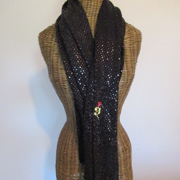 Black sequin scarf/wrap - Picture 2 of 9